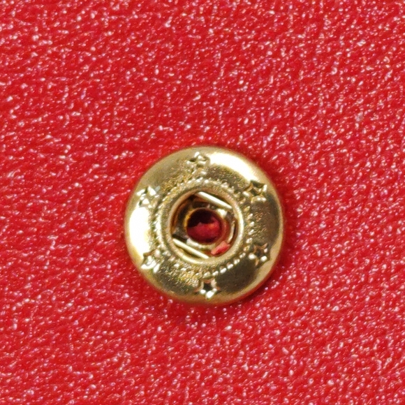 Tri-Fold Envelope Wallet Snap Red Faux Leather Gold Tone Heart Tassel Charm - Picture 7 of 11